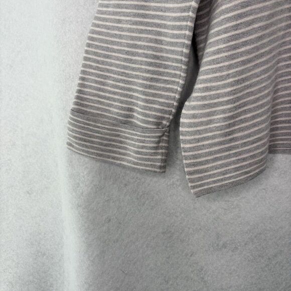 Eileen Fisher Women’s Gray Sz PS Striped 70% Organic Cotton/Silk Blend Sweater - Picture 6 of 8